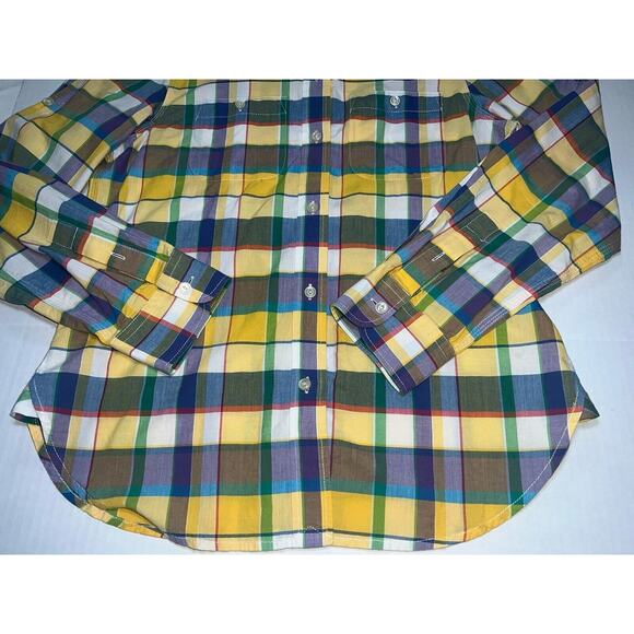 Lauren Ralph Lauren Shirt Women's Size PS Small Petites Yellow Plaid Roll Tab LS - Picture 4 of 15
